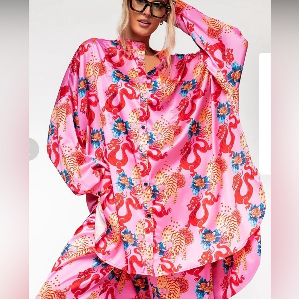 Dressed in LALA Pink Satin Playsuit (top only) in YEAR OF THE DRAGON 🐉